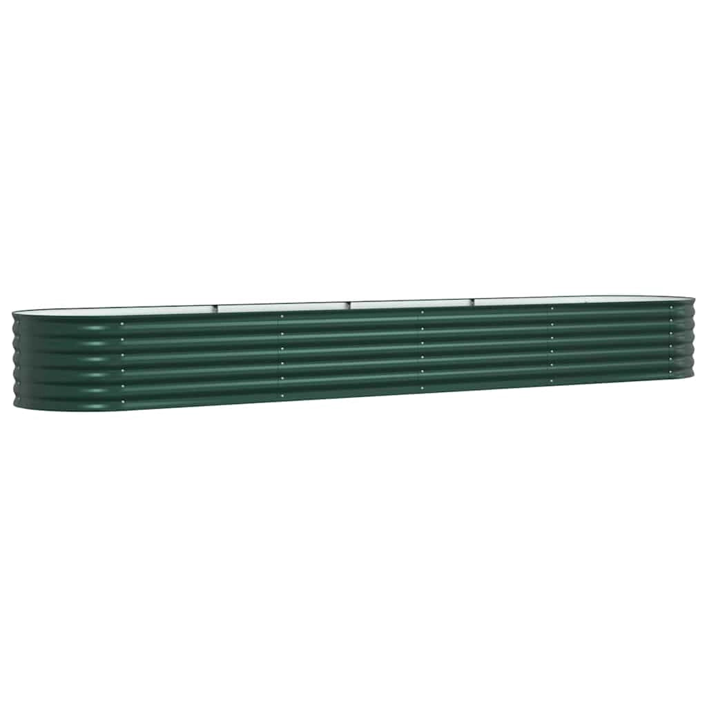 Fioriera rialzata moderna e minimalista per giardino o patio 400 x 80 x 44 cm acciaio verde 02_0058907