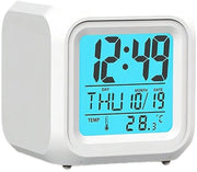 Wecchione per bambini - Wecchione digitale - Display LED - Wecchione digitale per bambini con 7 cambiamenti di colore - Wecchione notturno con funzione di temperatura, data e funzione di pausa - Wecchione per bambini - Wecchione con fluorescenza - Bianco