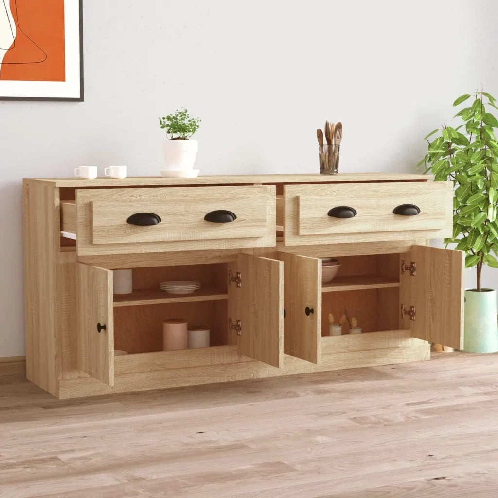 Credenze 2 pz | Madia | Buffet da pranzo | Armadio da pranzo Rovere Sonoma in Legno Multistrato