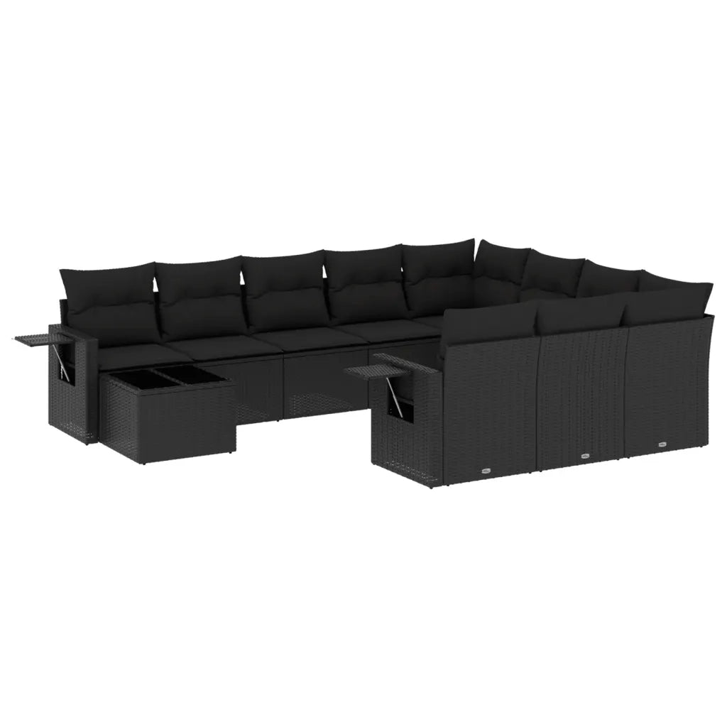 Set Divani da Giardino 11 pz con Cuscini in Polyrattan Nero 3220724