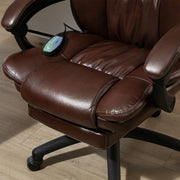 Sedia da ufficio con massaggio, poggiapiedi e schienale reclinabile in similpelle marrone 68,5 × 68,5 × 113-121 cm