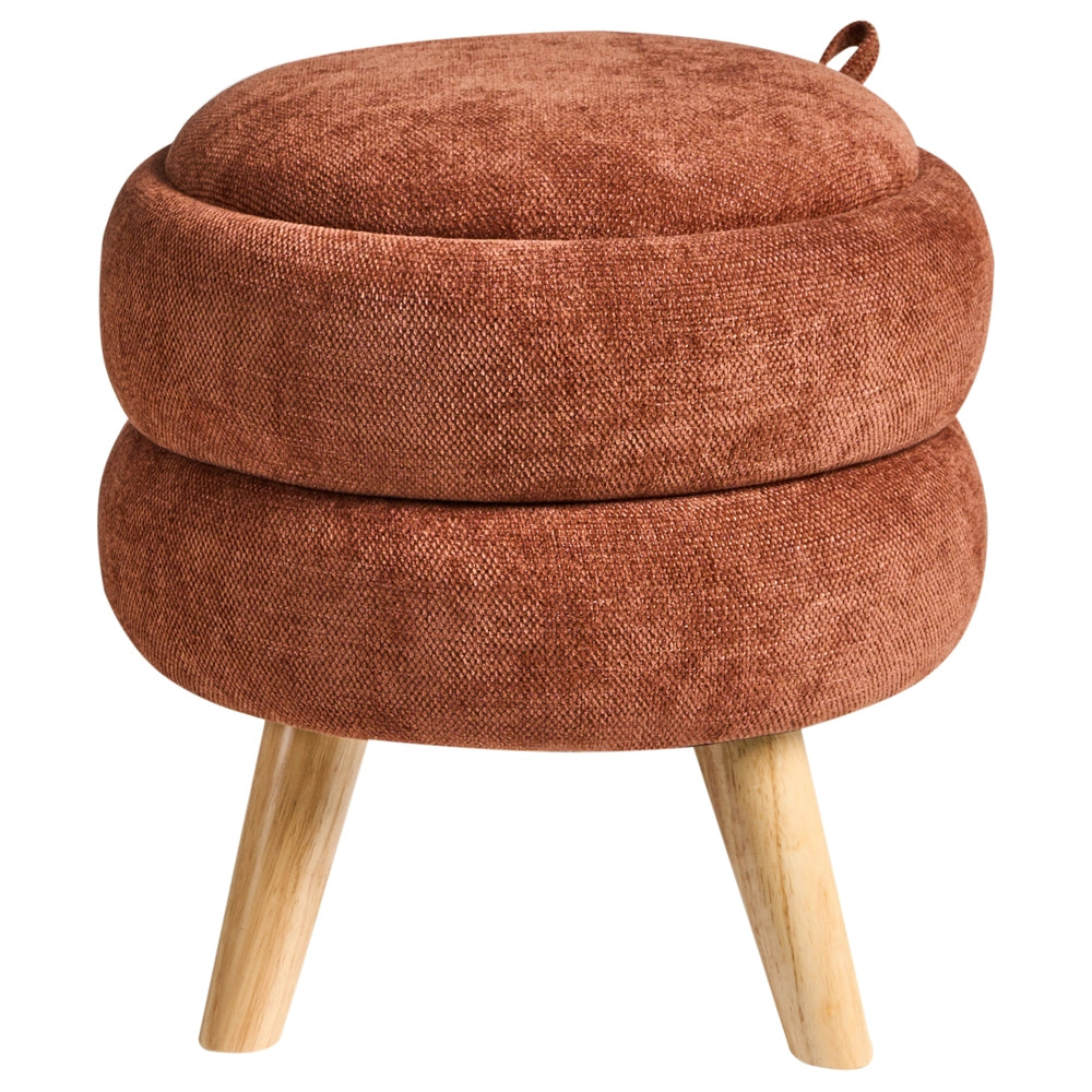 Pouf in ciniglia marrone dorato 40 x 41 cm con sgabello portaoggetti Design moderno
