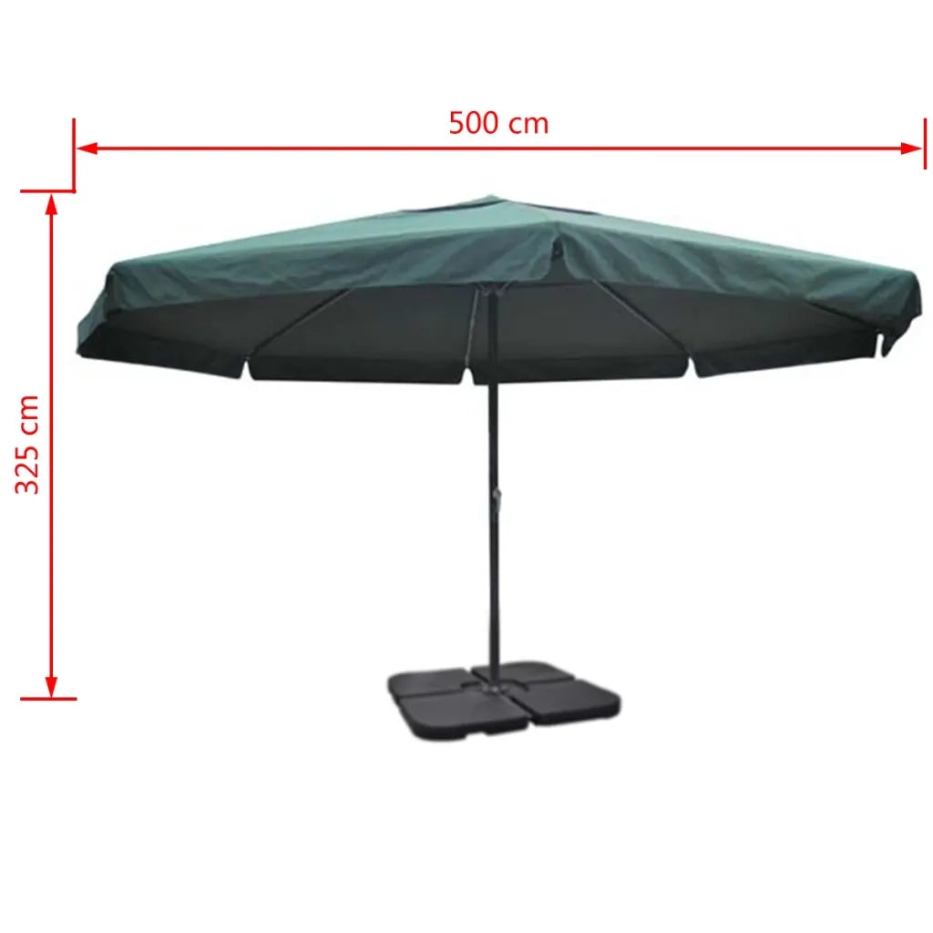 Ombrellone da Giardino in Alluminio con Base Portatile Verde 271717