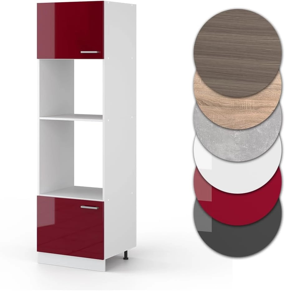 Mobile cucina microonde R-Line, Rosso lucido, 60 cm, per la libera combinazione all'interno di sistemi cucina modulari