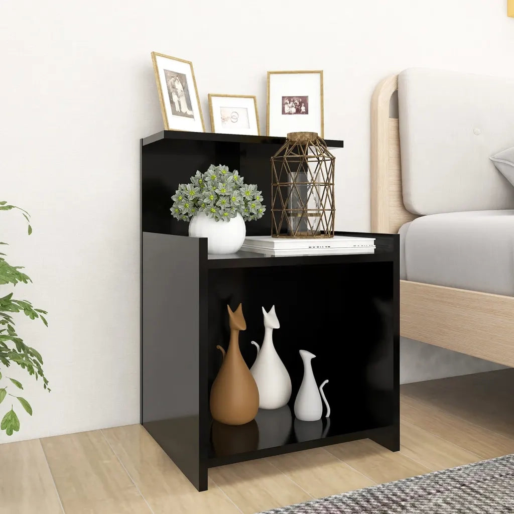 Set di 2 Comodini | Armadio da Notte | Mobiletto da notte Neri 40x35x60 cm in Legno Multistrato