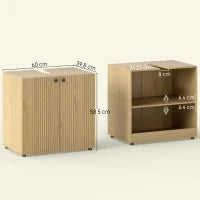 Mobile sotto lavabo, 2 ante con chiusura ammortizzata, ripiano regolabile, 60×39,8×58,5 cm, Legno naturale
