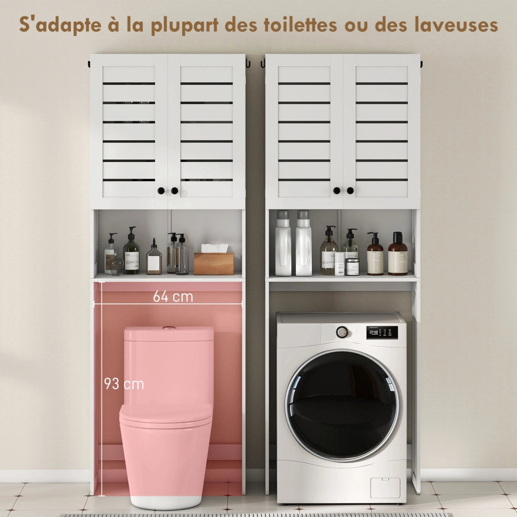 Mobile Bagno Sottolavabo e Lavatrice ¨C Zephmum ¨C Legno Multistrato Bianco 67x31.5x190cm
