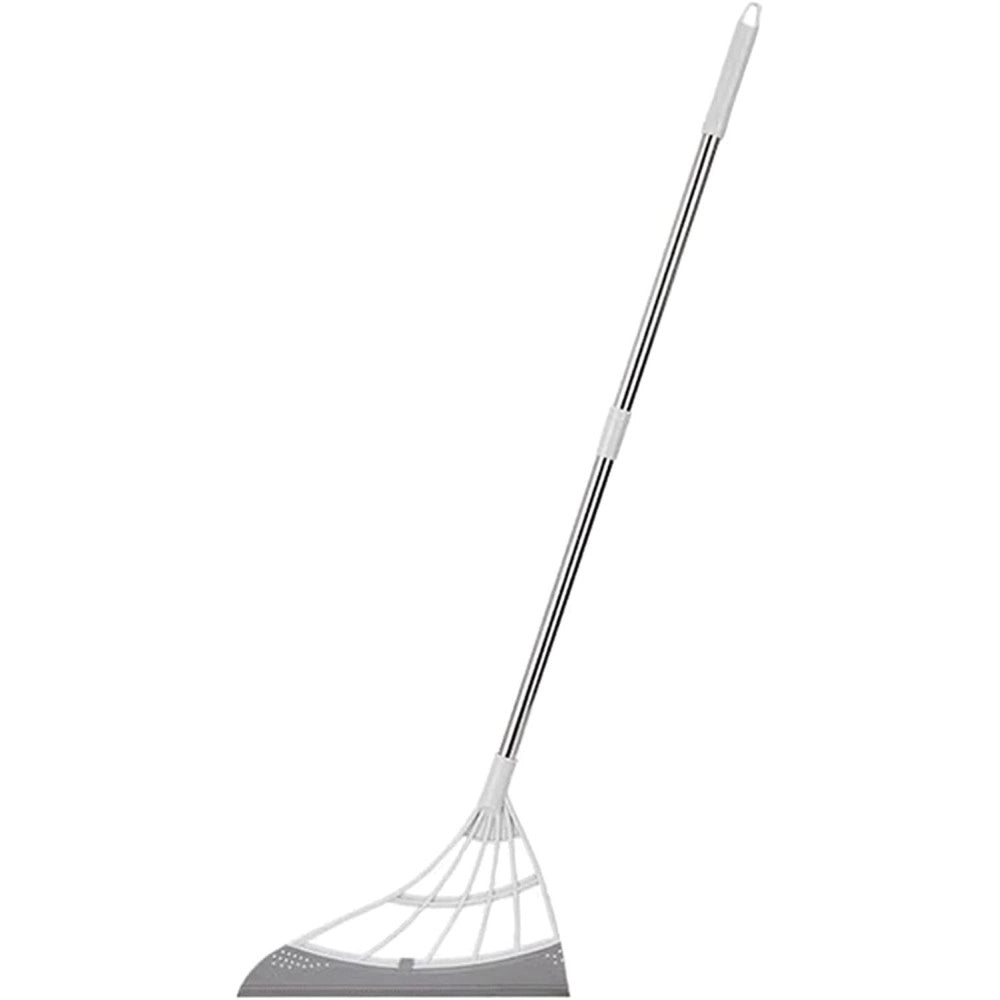 Trade Shop - Scopa Pieghevole 2 In 1 Tergivetro Mop In Silicone Spazza E Lava Pavimenti Vetri -
