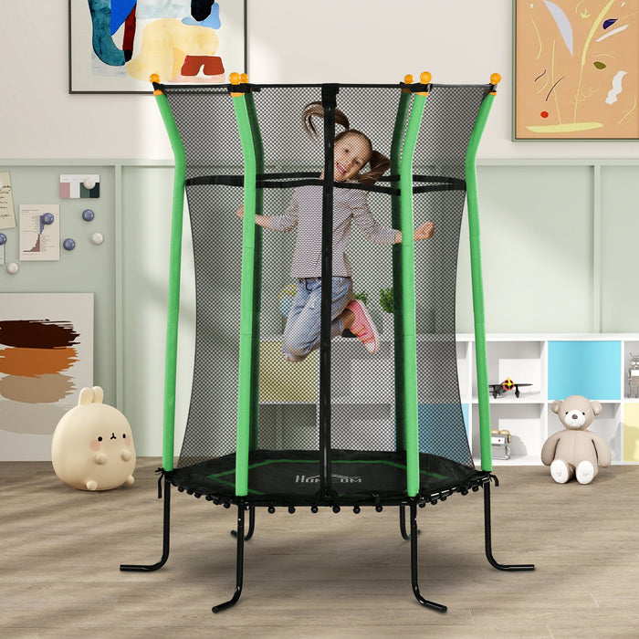 Tappeto Elastico per Bambini 3-10 Anni Ø163.5x190 cm con Ingresso a Cerniera Verde