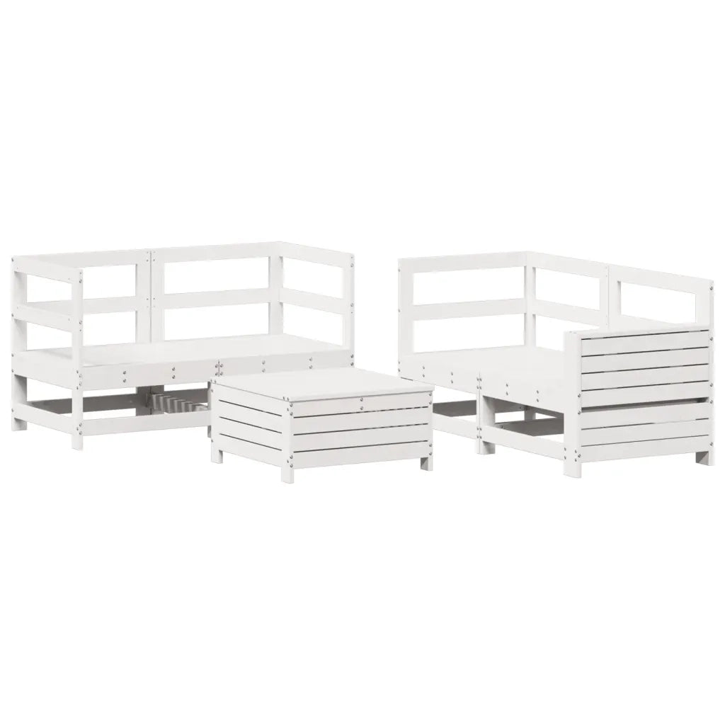 Set Salotto da Giardino 5 pz Bianco in Legno Massello di Pinocod mxl 92814