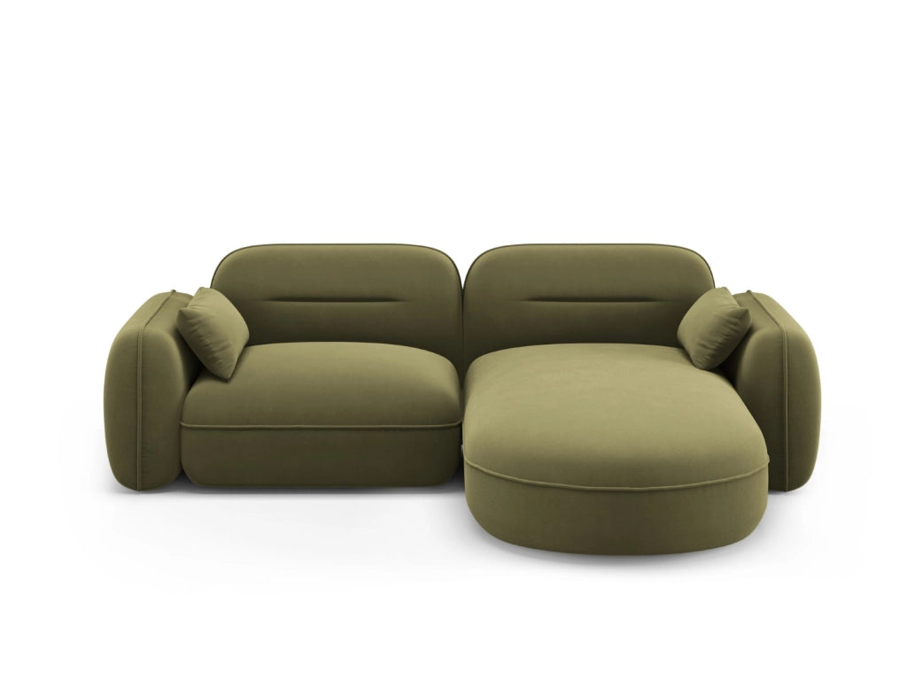 Cosmopolitan Design - Divano angolare modulare destro "Sydney" 3 posti in velluto verde chiaro 