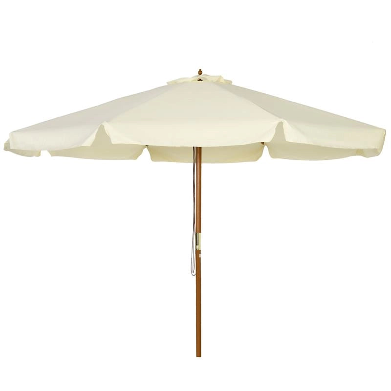 OMBRELLONE DA GIARDINO CON DOPPIO TETTUCCIO, IN LEGNO DI BAMBÙ E POLIESTERE, Ø325X250 CM, BEIGE