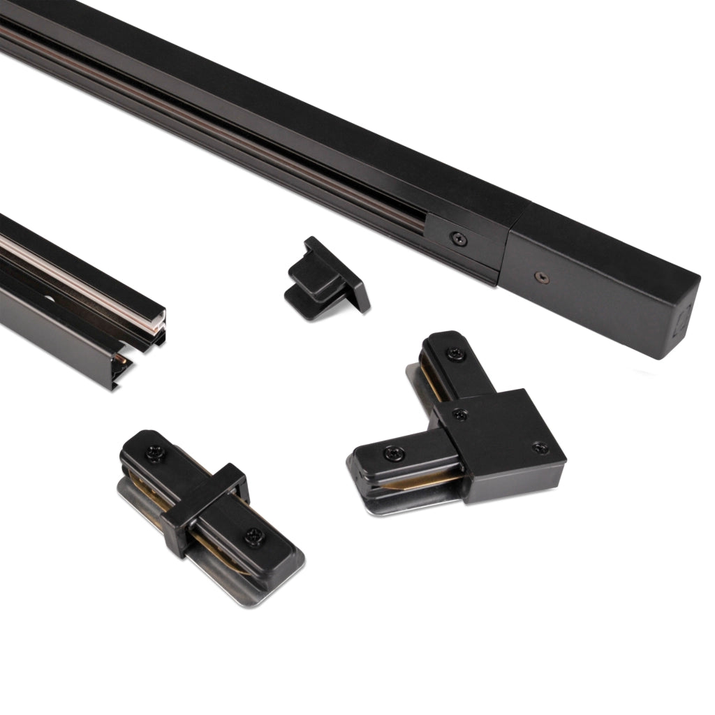 Binario monofase 1m nero alluminio IP20 Polux 321831