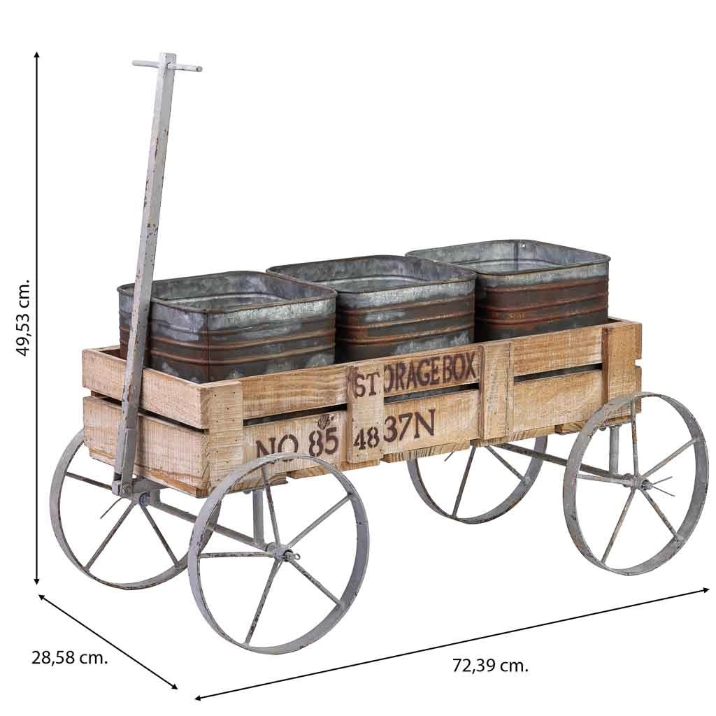 Carrello espositivo in legno e metallo marrone, 72,39x28,58x49,53 cm
