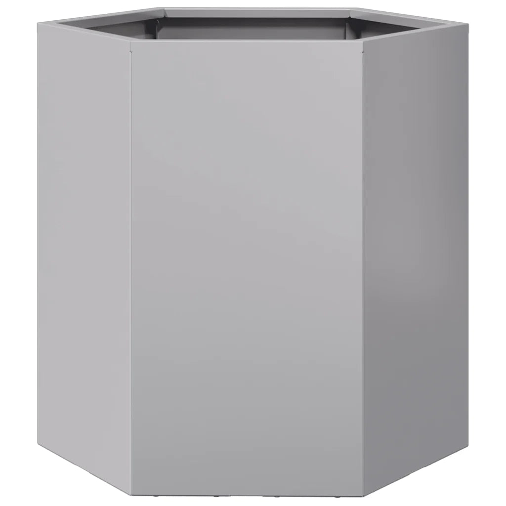 Fioriera da Giardino Esagono-Vaso da Esterno 46x40x45 cm in Acciaio Zincato