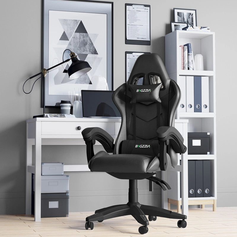 Sedia da gioco, Sedia da gioco ergonomica in similpelle , altezza regolabile con supporto lombare e poggiatesta, schienale reclinabile