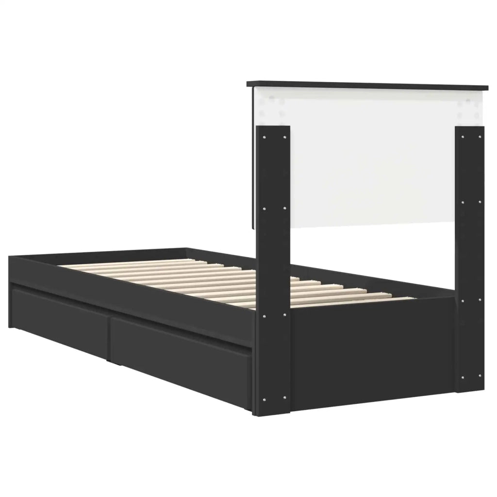 Letto con Contenitore Nero 75 x 190 cm Legno multistrato