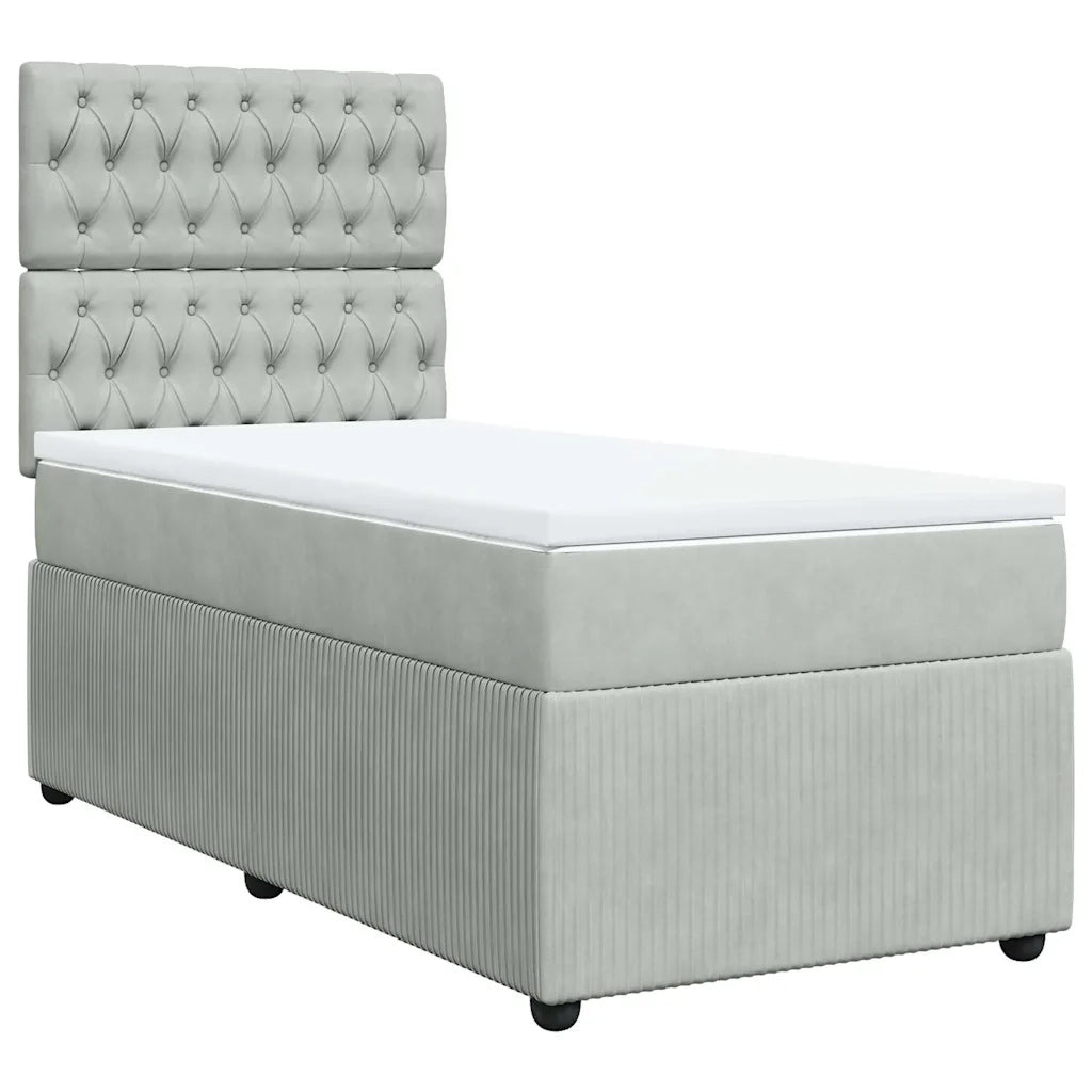 Giroletto a Molle con Materasso Grigio Chiaro 90x200 cm Velluto 3294544