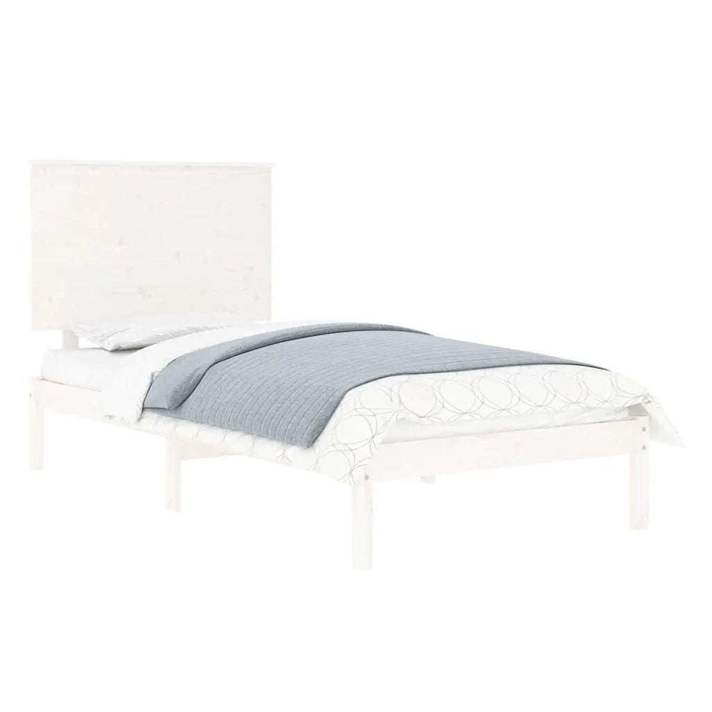 Letto singolo | Letto per adulti | Giroletto senza Materasso Bianco 100x200 cm Legno Massello Pino
