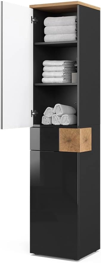 Mobile bagno alto Eden, Antracite, 40 x 184.2 cm, per montaggio a parete con suddivisione interna variabile