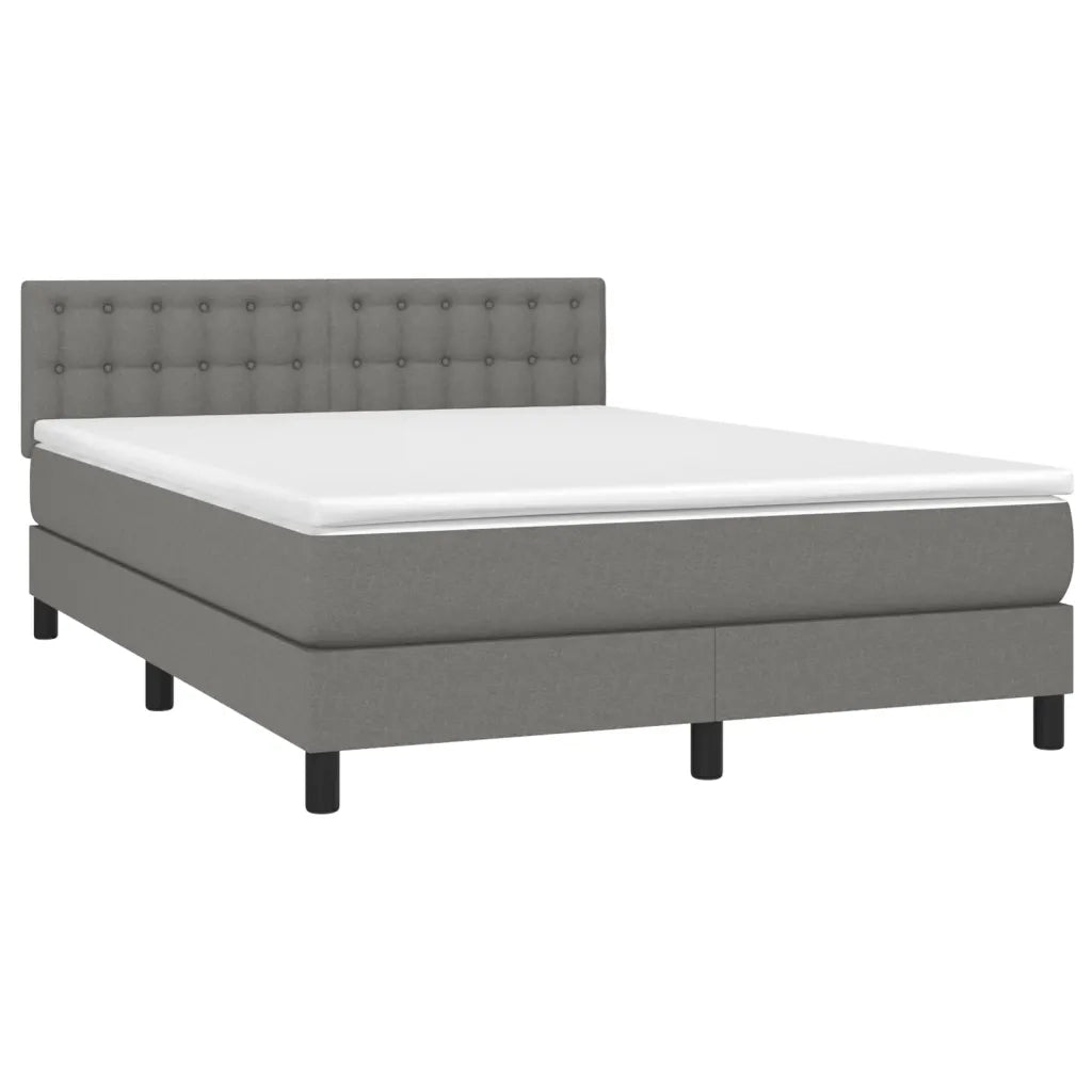 Letto a Molle Materasso e LED Grigio Scuro 140x190cm in Tessutocod mxl 74805