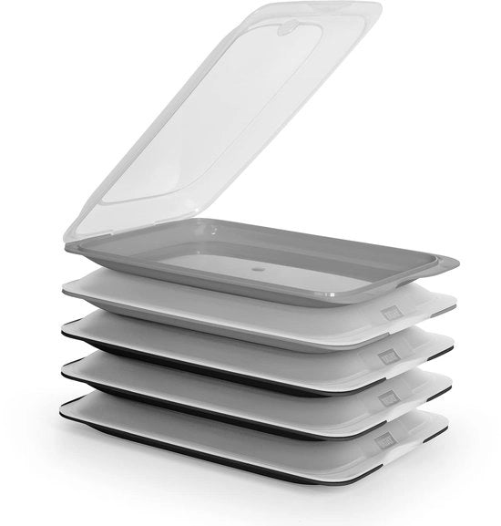 Sistema di separazione per contenitori, composto da 5 unità, dimensioni 17 x 3,2 x 25,2 cm (5X grigio)