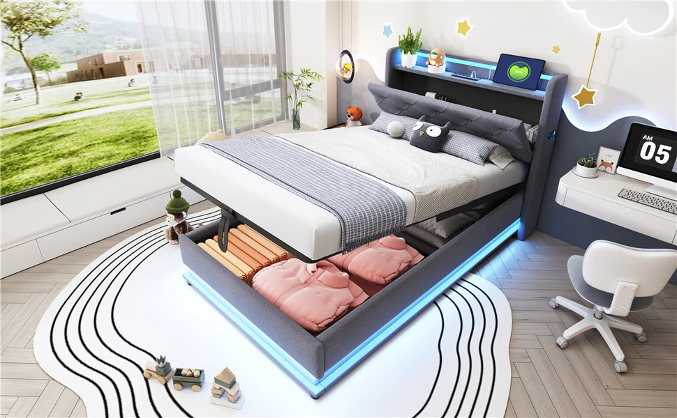 letto imbottito lino grigio 90 x 200 cm