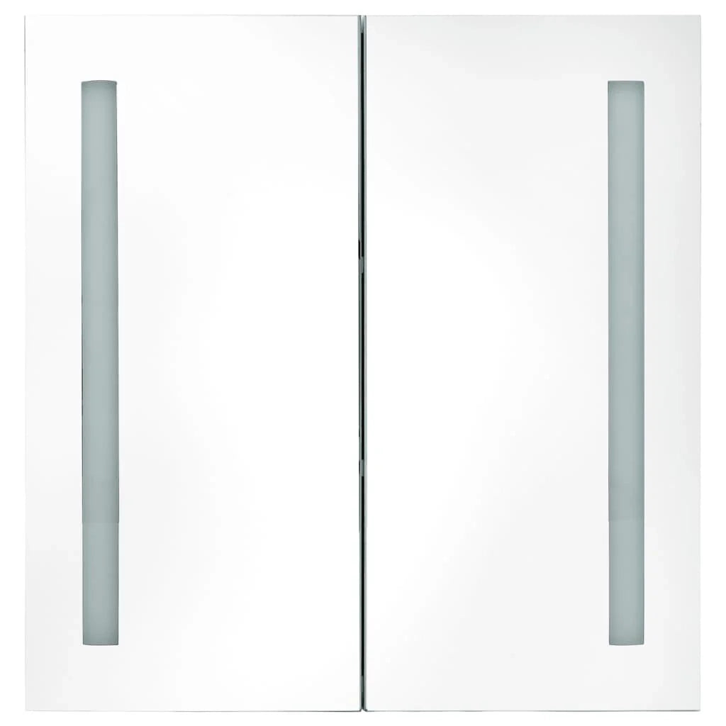 Mobile da bagno con specchio LED 62 x 14 x 60 cm nero lucido 02_0006616