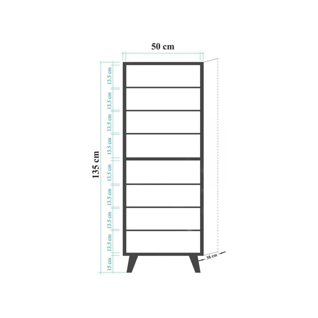 Scarpiera Giadeite, Mobile portascarpe, Armadio da ingresso multiuso, Mobiletto per calzature, 50x38h135 cm, Quercia
