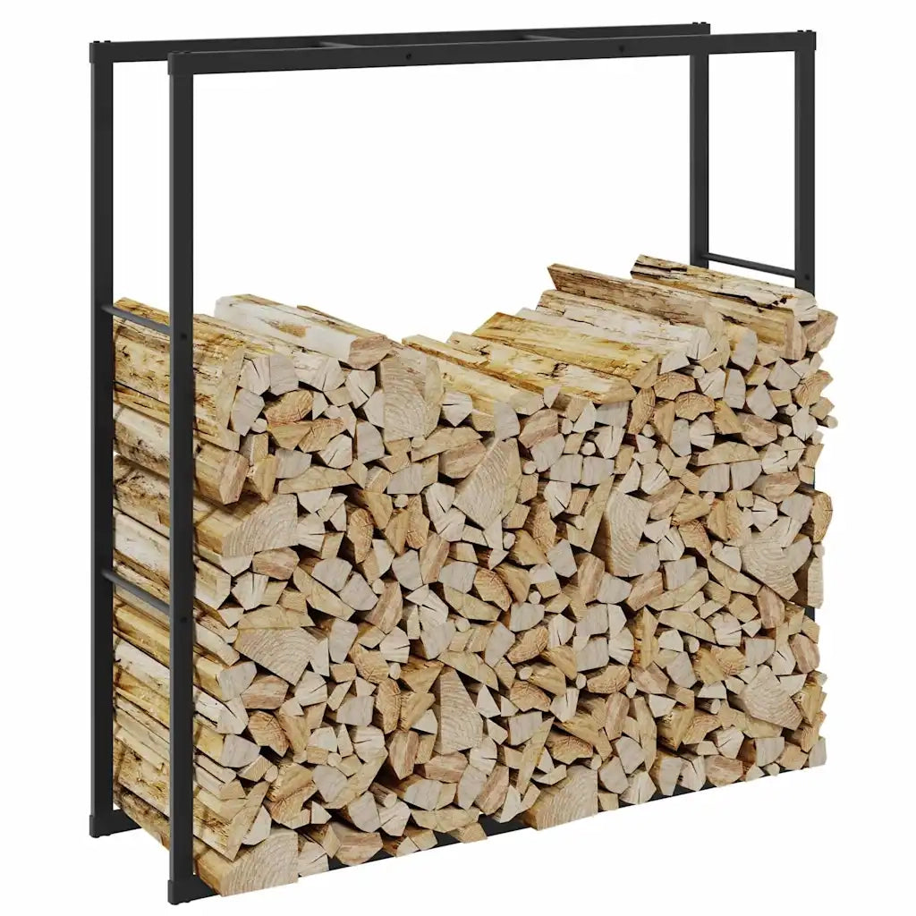 Rastrelliera per Legna da Ardere-Portalegna Nera 110x30x116 cm in Acciaio