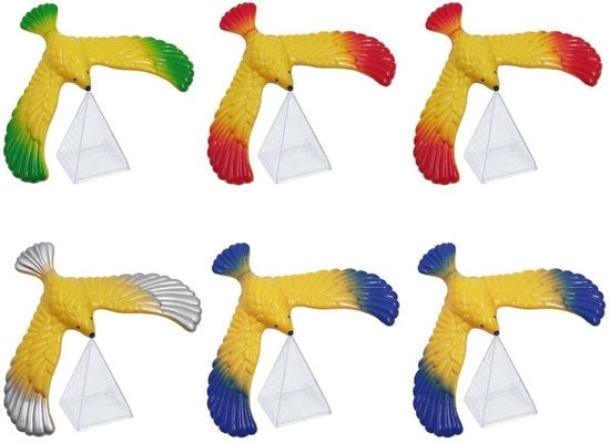 Set di equilibrio per uccelli - Decorazione magica - Standard piramidale - Set da 6 - Capacità di coordinamento - Materiale plastico duraturo - 16x13cm