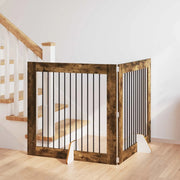Cancello per cani con supporti 2 pcs Rovere Fumo 100 x 100 cm