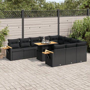 Set Divani da Giardino 11 pz con Cuscini Polyrattan Acacia Nero 3327646