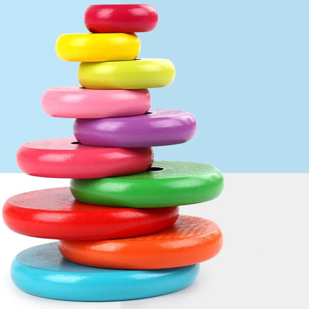 Trade Shop - Torre Di Hanoi Giocattolo Per Bambini Impilatore Blocchi Legno Gioco Educativo -