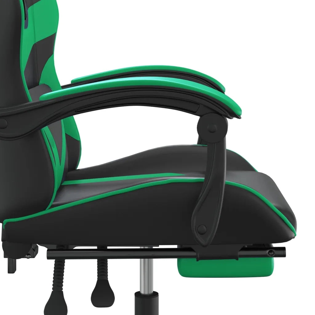 Sedia da Gaming | Sedia da e-sports con Poggiapiedi Nero e Verde in Similpelle