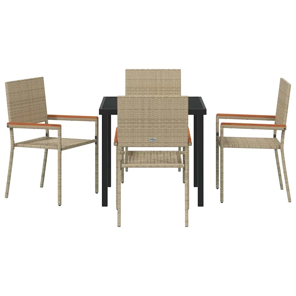 Set da Pranzo per Giardino con cuscino 5 pcs Beige polyrattan