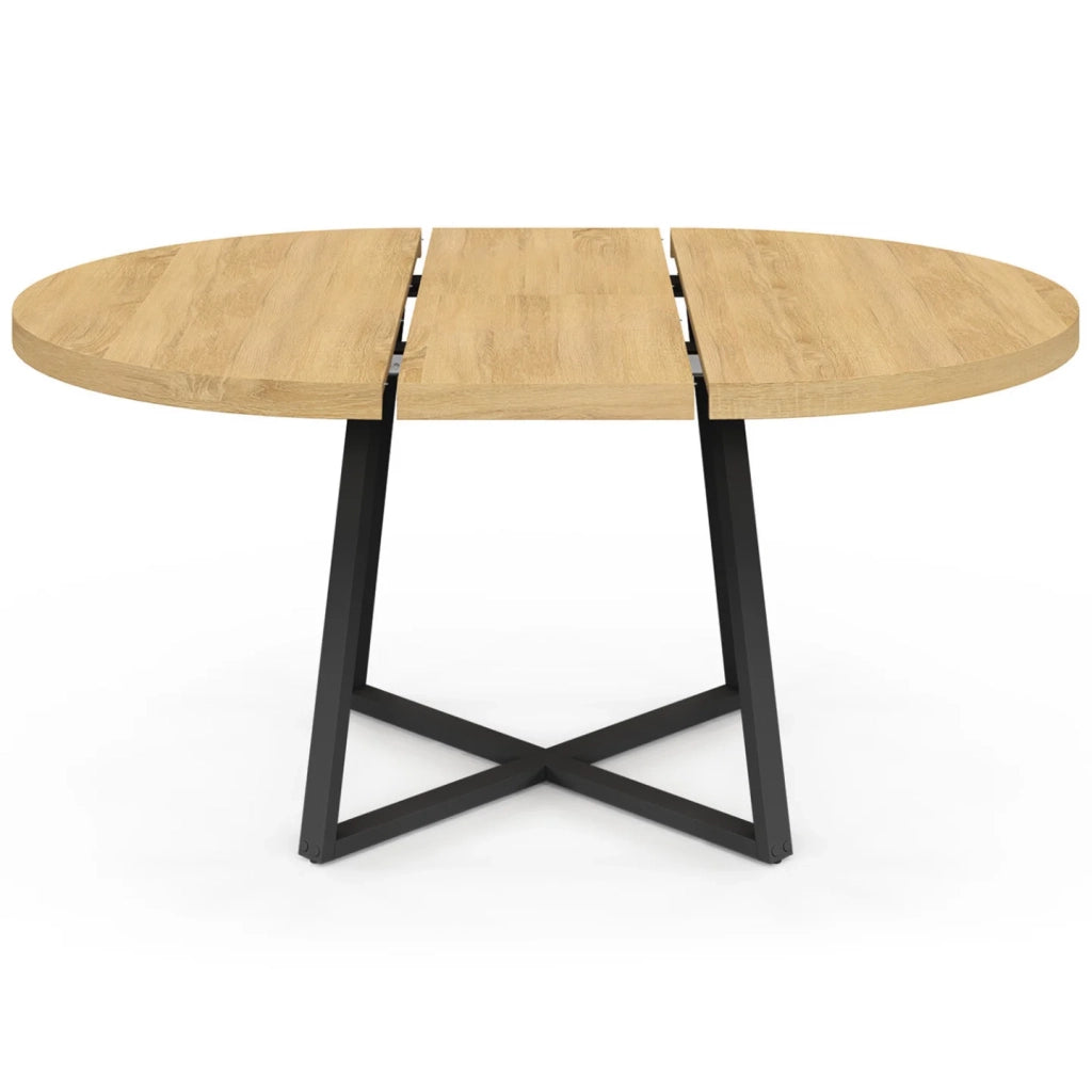 IDMarket - SELMA tavolo da pranzo rotondo allungabile 4-8 persone legno e nero 110-150 cm