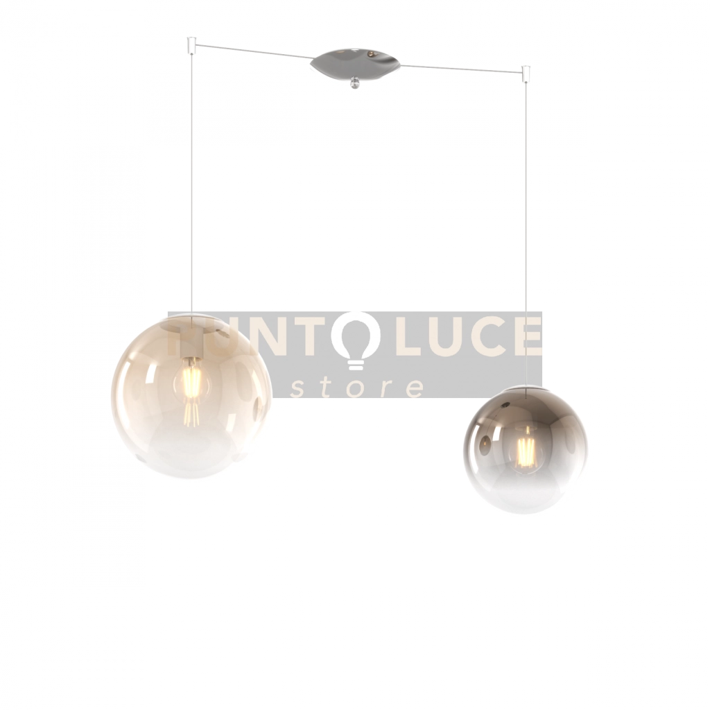 SOSP. CROMO 2 LUCI SPOSTABILE VETRI (1 PICCOLO AMBRA+1 MEDIO BRONZO) 1194CR-S2 S MIX-AB