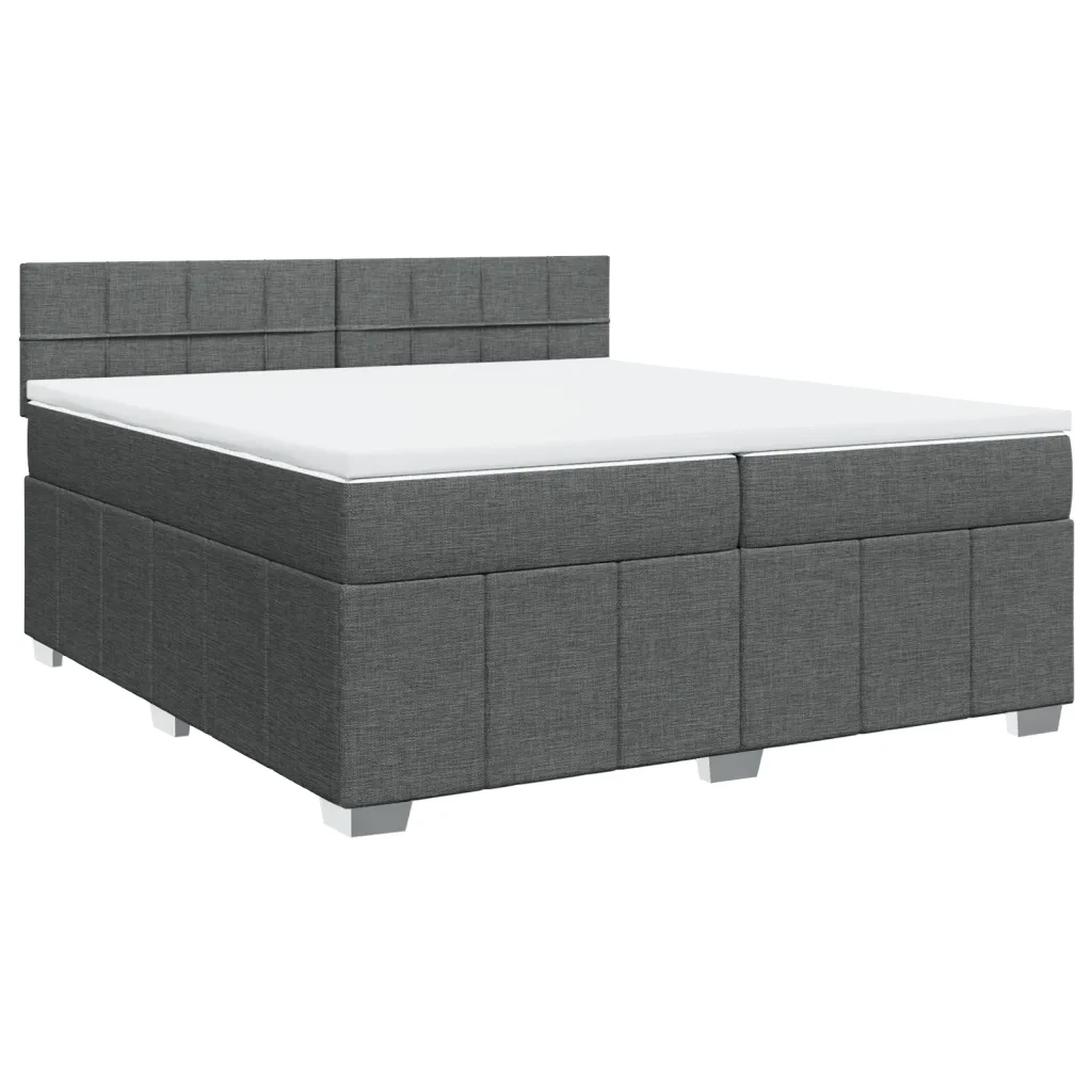 Giroletto a Molle con Materasso Grigio Scuro 200x200 cm Tessuto
