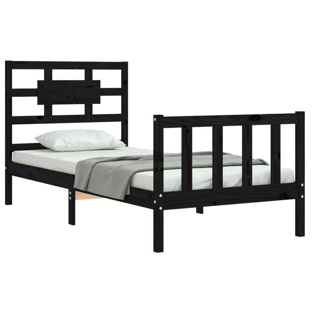 Giroletto con Testiera Nero Small Single in Legno Massellocod mxl 104988