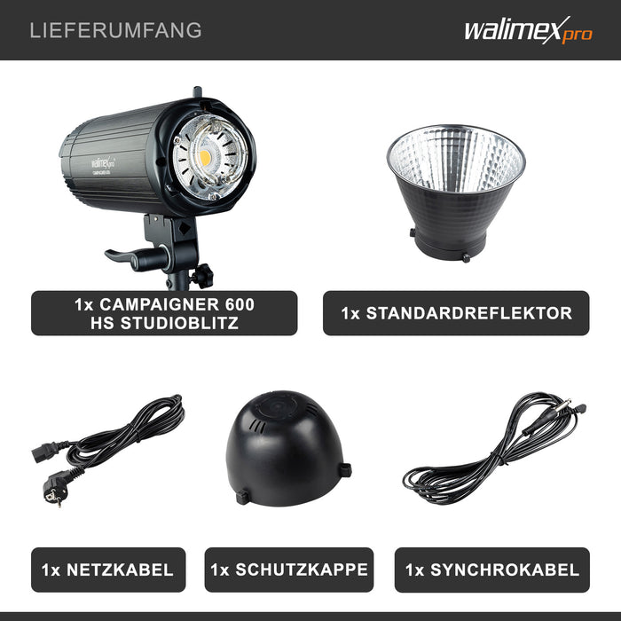 Campaigner 600 flash fotografico da studio, luce LED da 600 W per foto e video, con ricevitore a 2,4 GHz, breve tempo di spegnimento del flash, ideale per studi fotografici