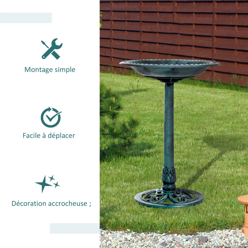 Abbeveratoio per Uccelli da Giardino ¨C Xylo ¨C Metallo Verde Effetto Ruggine ?50cm H69,5cm