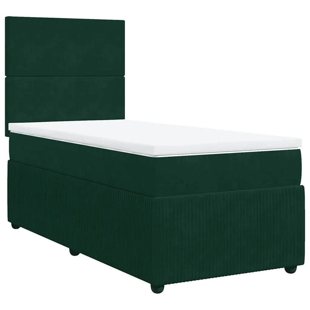 Giroletto a Molle con Materasso Verde Scuro 100x200 cm Velluto