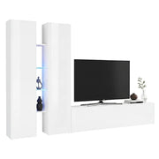 Fabiano, Parete Attrezzata 12 Ripiani Made in Italy, 30x280x180h cm Bianco Lucido