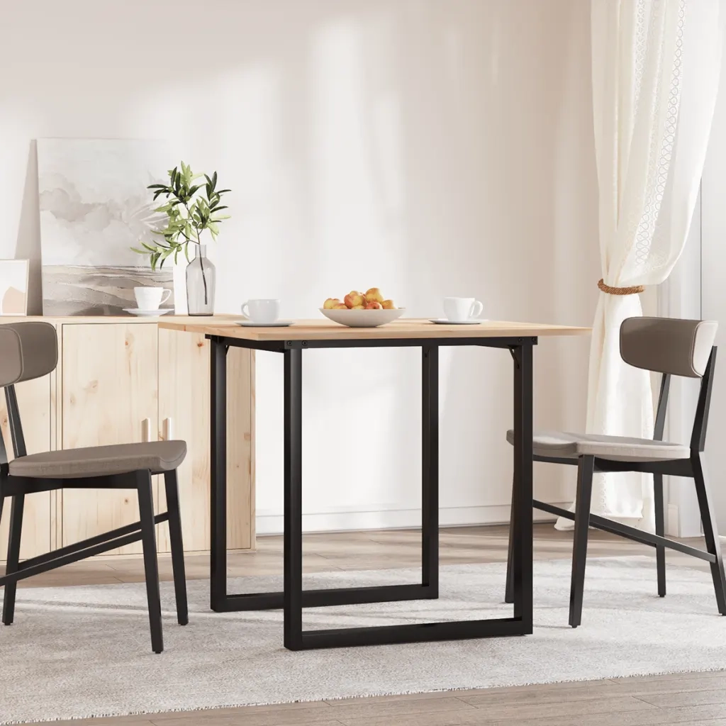 Tavolo da Pranzo Telaio a O 90x90x75 cm Legno Pino e Acciaio