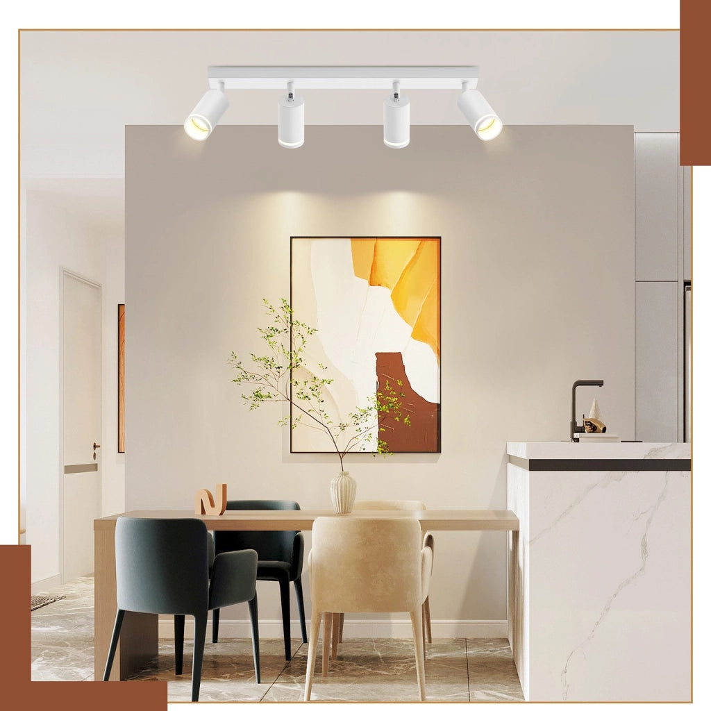 ZMH Faretto da soffitto bianco 4 lampadine Plafoniera moderna GU10 faretti orientabili interni in metallo