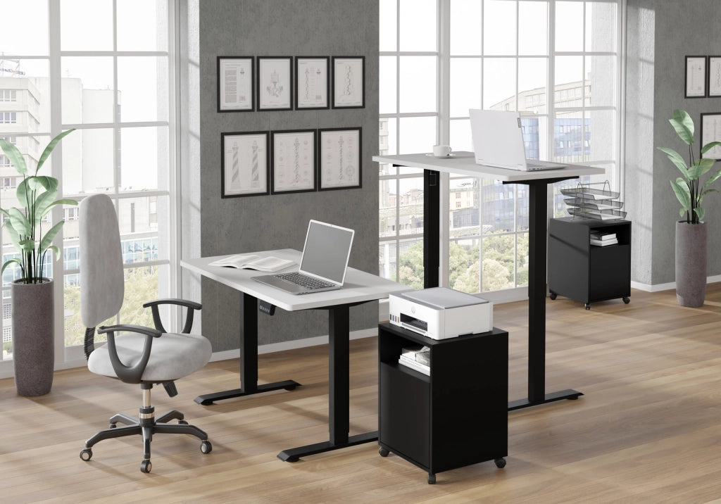 SCRIVANIA BIMOTION DESK 1S NERO OPACO BIANCO OPACO 120x65
