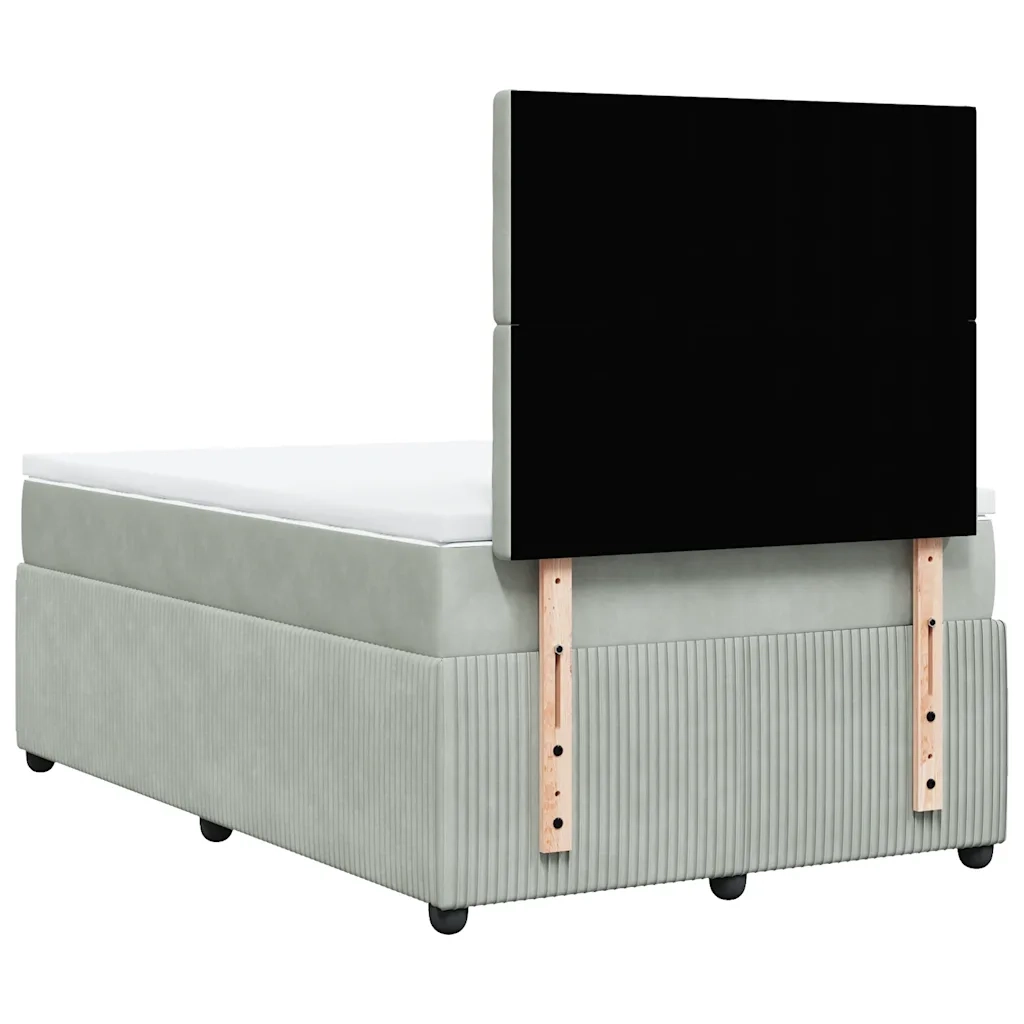 Giroletto a Molle con Materasso Grigio Chiaro 120x190cm Velluto