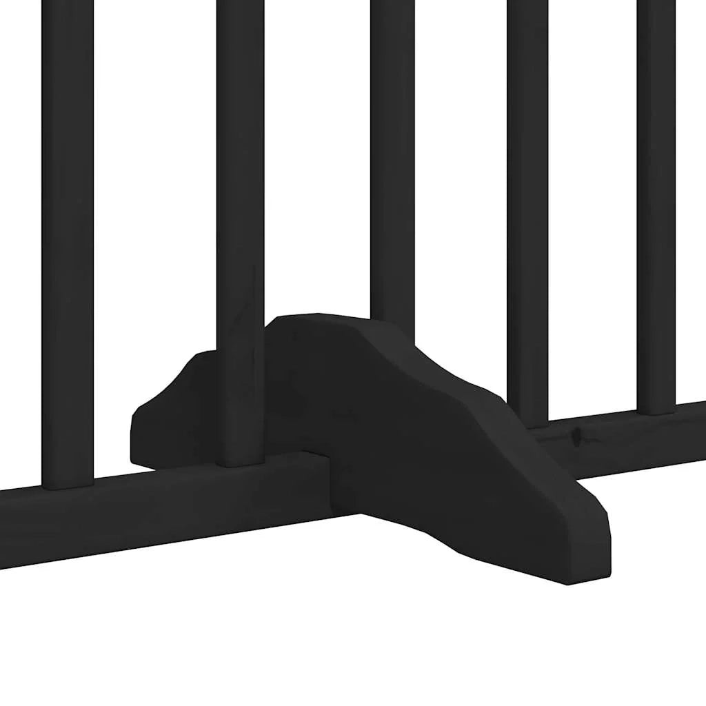 Cancelletto e porta di sicurezza per animali domestici 4 pannelli legno di pioppo nero 02_0023352