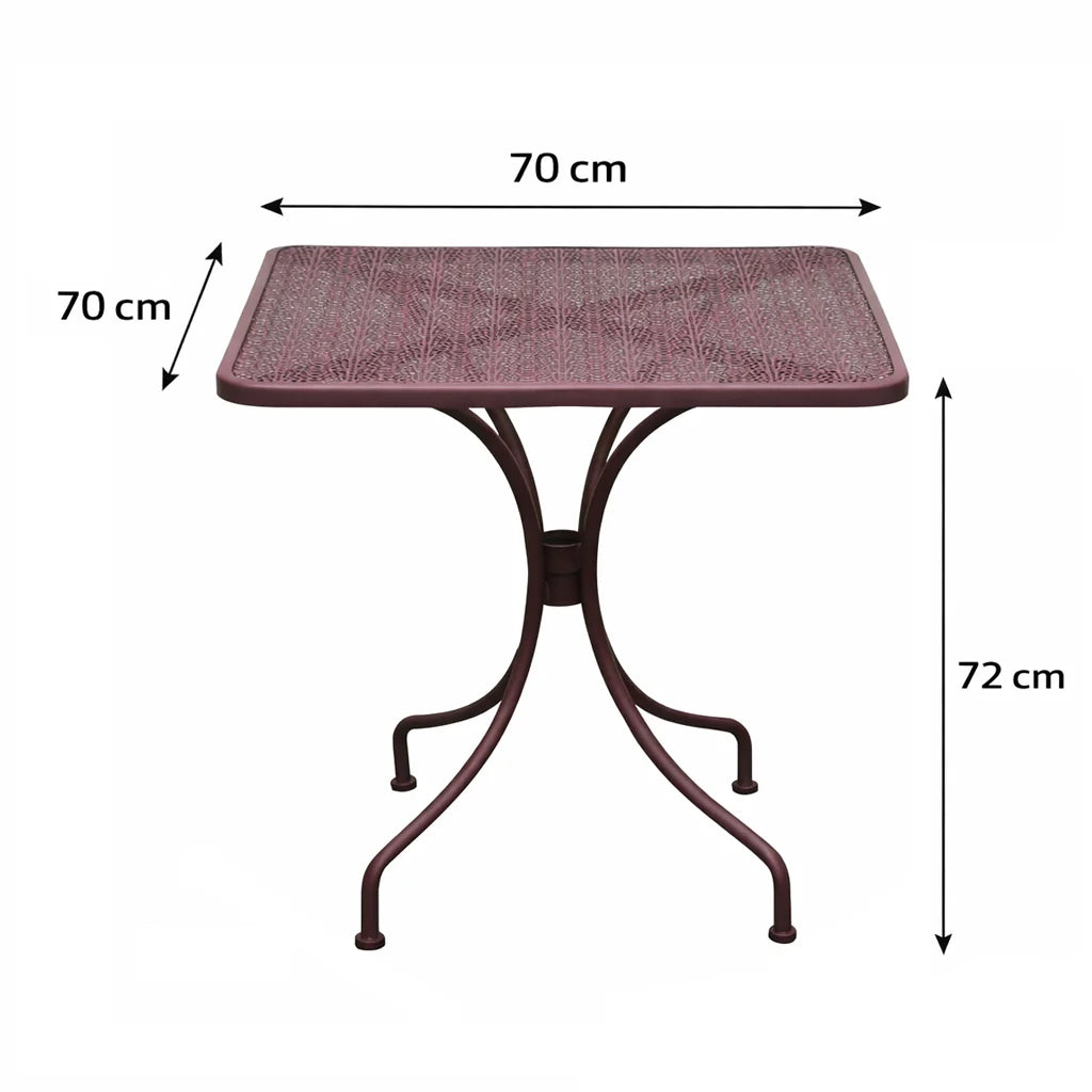 Tavolo da giardino quadrato Nexo (70x70x72 cm), per esterno, in ferro con piano traforato